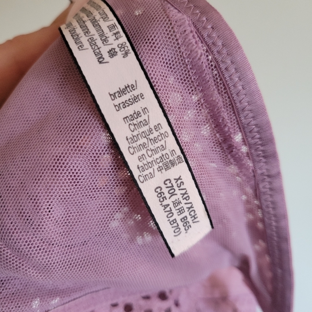 Victoria's Secret Bralette Bra Lace Pink Mauve Racerback Adjustable XS Extra Sma - Picture 8 of 8